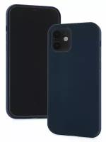 Чехол для iPhone 12 mini Kruche Silicone Navy blue, противоударный пластиковый кейс, защитный силиконовый бампер, софттач накладка с защитой камеры