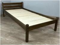 Кровать односпальная Классика из массива сосны со сплошным основанием, 200х90 см (габариты 210х100), цвет темный дуб