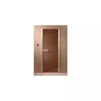 Дверь для бани стеклянная бронза прозрачная коробка 190x70 осина