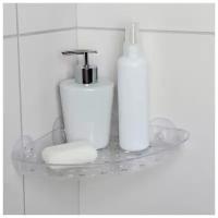 Полка в ванную комнату на присосках Bath Collection, пластиковая, угловая, 19×19×3 см, цвет микс