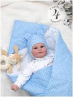 Конверт на выписку Хлопковый Мир комплект одеяло боди чепчик для новорожденных
