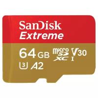 Карта памяти 64Gb - SanDisk Extreme MicroSDXC Class 10 UHS-I U3 V30 A2 SDSQXA2-064G-GN6GN