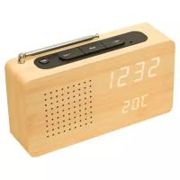 Заводские светодиодные цифровые деревянные часы радио-будильник MyPads Premium M153-558 идеальный бизнес подарок любимому мужчине отцу дедушке дя