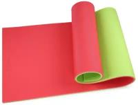 Коврик-каремат для йоги и фитнеса soft 15mm 180x60cm, салатовый / красный