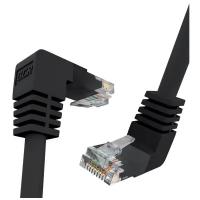 GCR Патч-корд 0.5m UTP кат.5e, черный, верхний/нижний угол, литой, ethernet high speed, RJ45, T568B