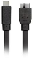 Кабель SmartBuy USB3.1 Micro B (Male) - Type C (Male), 20 см, плоский, черный
