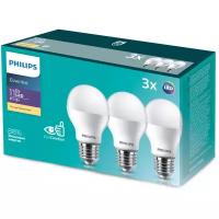 Упаковка светодиодных ламп 3 шт. Philips LED 3000K, E27, A55, 11Вт, 3000 К