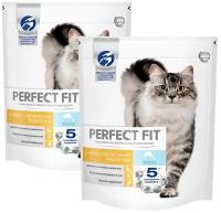 PERFECT FIT SENSITIVE для взрослых кошек с чувствительным пищеварением с лососем (0,65 + 0,65 кг)