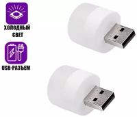 Портативная лампа светильник с питанием USB, холодный свет, 2 шт