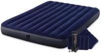 Матрас надувной 152х203х25см Classic Downy Airbed + подушки и ручной насос, Intex 64765