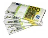 Забавная пачка денег гигант 200 евро, сувенирные деньги для розыгрышей и приколов
