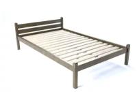Кровать полутороспальная Классика лакированная из массива сосны с основанием 200х120 см (габариты 210х130), цвет венге