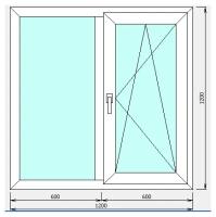 Окно ПВХ ш1200*в1200 (2 стекла)