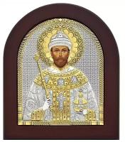 Царь Николай II Страстотерпец . Икона в серебряном окладе. 11 х 13 см