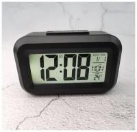 Светодиодный цифровой будильник, настольные часы для дома и офиса, подсветка, будильник, календарь, настольные часы DT-1861. Цвет корпуса Черный