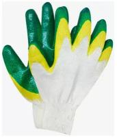 Перчатки рабочие Волга Полимер летексный облив зеленый 10 пар / рабочие защитные перчатки латекс