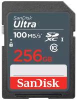 Карта памяти SanDisk SD 256 ГБ Class 10, V10, A1, UHS-I, R 100 МБ/с, 1 шт., серый