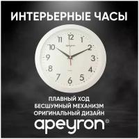 Часы настенные круглые средние APEYRON PL 01.022 кварцевый механизм арабские цифры пластиковый корпус, размеры 29x4 см работа от 1 пальчиковой батарейки тип АА, PL01.022