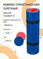 Коврик для туризма и отдыха классический Isolon Tourist 8 мм, 180х60 см красный/васильковый