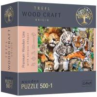 Пазл деревянный Trefl 500 +1 деталей: Дикие кошки в джунглях