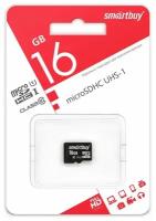 Карта памяти SmartBuy microSDHC 16 ГБ Class 10, UHS-I U1, R/W 18/30 МБ/с, 1 шт., черный