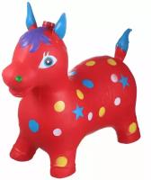 Надувная лошадка попрыгун музыкальная красная / детский прыгунок / попрыгун для детей