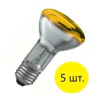 Лампы накаливания зеркальные R63 E27 40W желтый цвет GE, 5штук