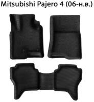 Автомобильные коврики ЭВА с Бортами для Mitsubishi Pajero IV (06-н. в.). ЕВА соты от SUPERVIP для Митсубиши Паджеро 4 (06-н. в.). Черный цвет