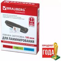 Пакетная пленка для ламинирования BRAUBERG Пленки-заготовки, 100 шт., 216Х303 мм, 100 мкм, 530801