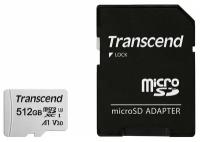 Карта памяти 512Gb - Transcend 300S Micro Secure Digital XC Class 10 UHS-I TS512GUSD300S-A с переходником под SD