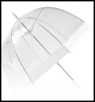 Зонт прозрачный купол белый Эврика, зонт трость женский, мужской, 8 спиц, диаметр купола 82 см