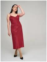 Платье-комбинация DiSORELLE, атлас, вечернее, полуприлегающее, макси, размер 48, красный