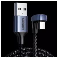 Кабель Ugreen, угловой, USB C - USB A 2.0, 1м, черный
