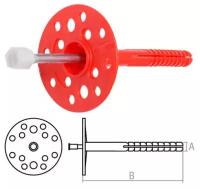 Дюбель для теплоизоляции 10х140 мм с металлическим гвоздем термоголовка STARFIX 100 штук (SMW1-54130-100)