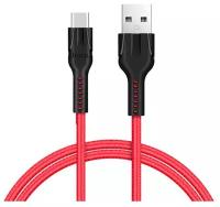 Кабель USB - Apple 8 pin HOCO U31 Benay, 1.0м, круглый, 2.4A, ткань, цвет красный