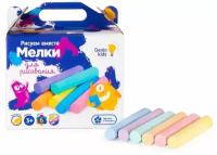 Genio kids Мелки для рисования, 60 тонких разноцветных мелков, 6 цветов