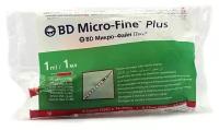 BD Micro-Fine Plus Шприцы инсулиновые Микро-Файн Плюс 1 ml U-40 с несъемной иглой 29 G, 10 штук