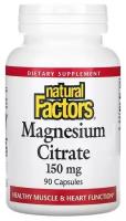 Natural Factors, Magnesium Citrate, цитрат магния, 150 мг, 90 капсул