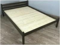 Кровать двуспальная Классика из массива сосны со сплошным основанием 200х180 см (габариты 210х190), цвет венге