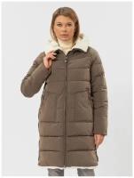 NortFolk куртка женская зимняя удлиненная с капюшоном / пуховик женский удлиненный с капюшоном / пальто женское зимнее серо-коричневый размер 58