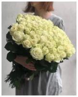 Букет белая роза 51 шт, красивый букет цветов, шикарный, цветы премиум