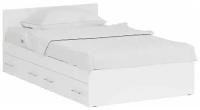 Кровать белая с ящиками Стандарт 1200, цвет белый, ШхГхВ 123,5х203,5х70 см., сп.м. 1200х2000 мм., без матраса, основание есть