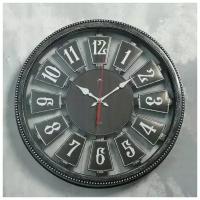 Часы настенные, серия: Интерьер, плавный ход, d=49.5 см, корпус черный с серебром