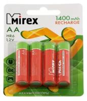 Mirex Аккумулятор Mirex, Ni-Mh, AA, HR6-4BL, 1.2В, 1400 мАч, блистер, 4 шт