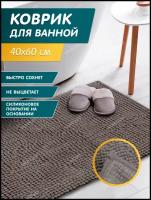 Коврик для ванной из микрофибры без основы La Vita Style, размер 60х40 см, цвет серый