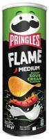 Чипсы Pringles Flame Sour and Cream острые сметана и лук картофельные европейские снеки 160 гр