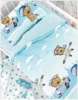Детское постельное белье 1-спальное для мальчика Мишки, 1 наволочка 40х60 см, простыня без резинки, бязь хлопок 100%
