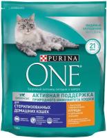 Сухой корм для стерилизованных кошек и кастрированных котов, живущих в домашних условиях Purina ONE с высоким содержанием курицы, с цельными злаками