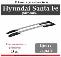 Рейлинги для автомобиля Hyundai Santa Fe (2012- ) серые 0266-БП-11