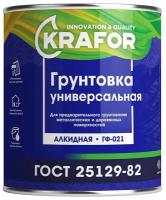 Грунтовка ГФ-021 по дереву и металлу Krafor, алкидная, 6 кг, серая